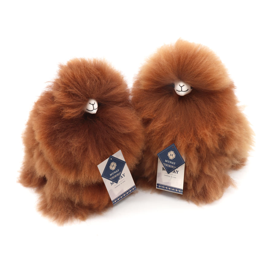 Hazelnut Monsterfluff alpaca, Small 23 cm, several sizes together